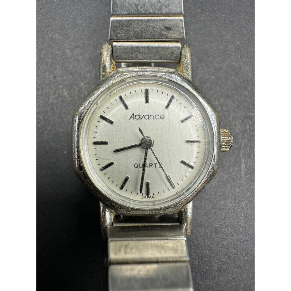 Advance Ladies Quartz Watch Stainless Steel 83-2035 Hong Kong Stretch Band